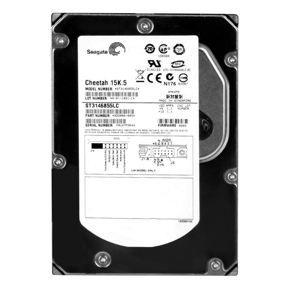 SEAGATE CHEETAH 15K.5 146GB 15K 16MB SCSI U320 3.5'' ST3146855LC