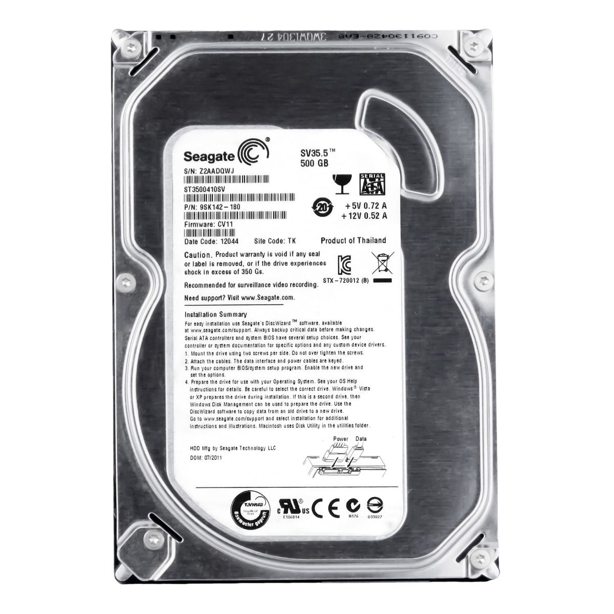 SEAGATE SV35.5 500GB 7.2K 16MB Sata II 3.5'' ST3500410SV