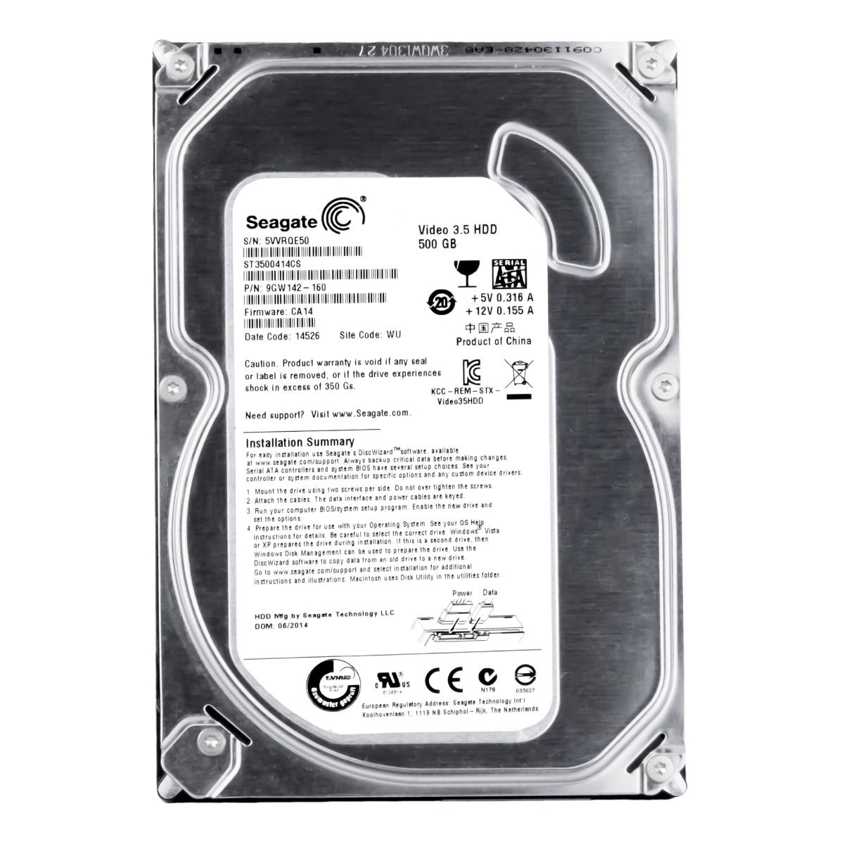 SEAGATE VIDÉO 3.5 HDD 500GB 5.9K 16MB SATA II 3.5'' ST3500414CS