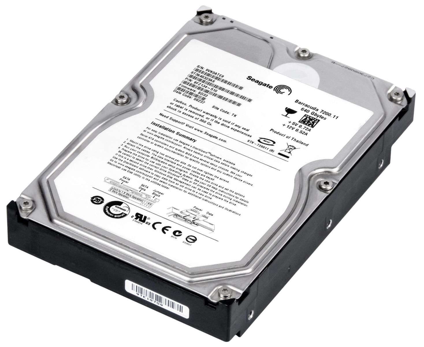 SEAGATE barracuda 7200.11 640GB 7.2K 32MB Sata II 3.5'' ST3640323AS