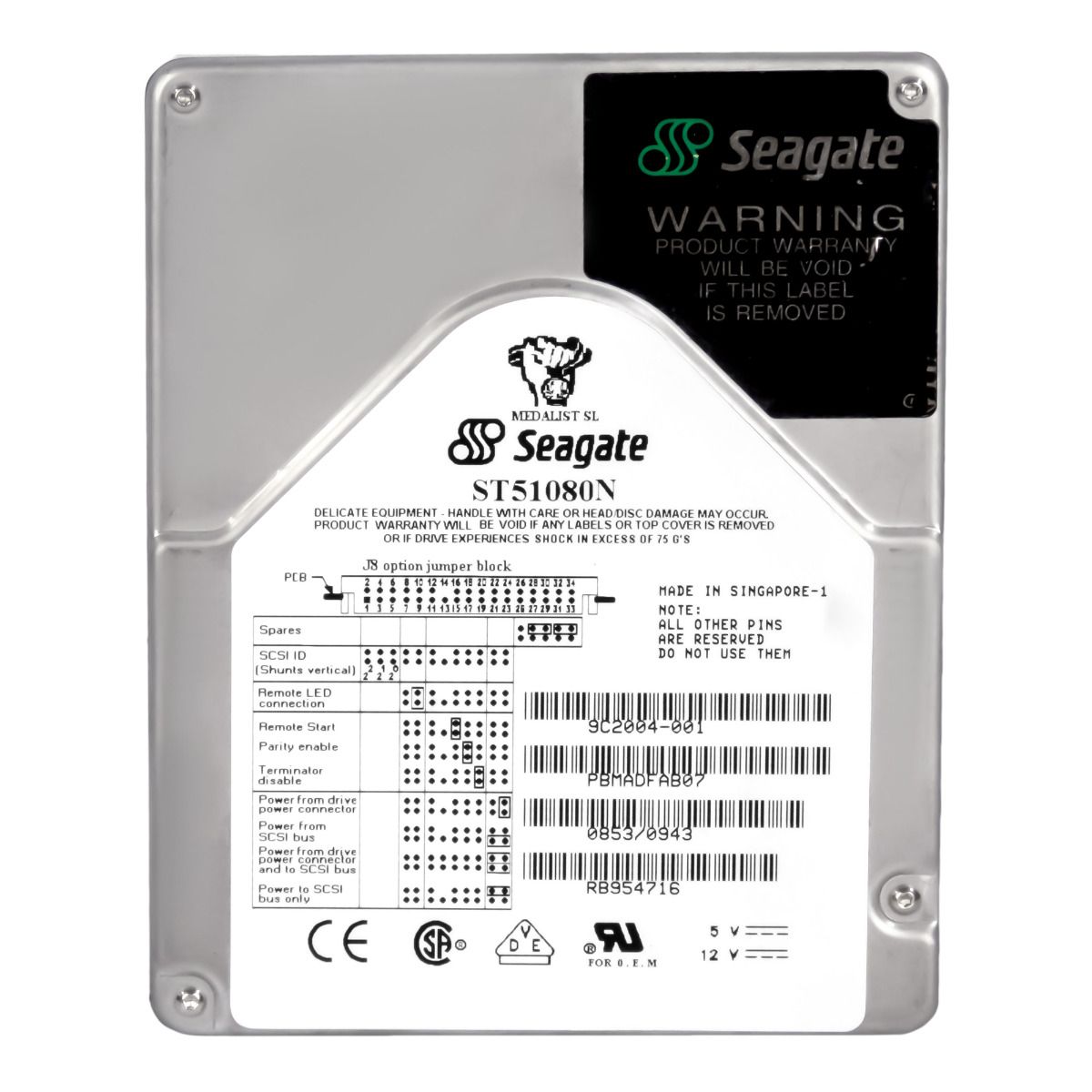 SEAGATE MEDALIST SL 1GB 5.4K SCSI 3.5'' ST51080N
