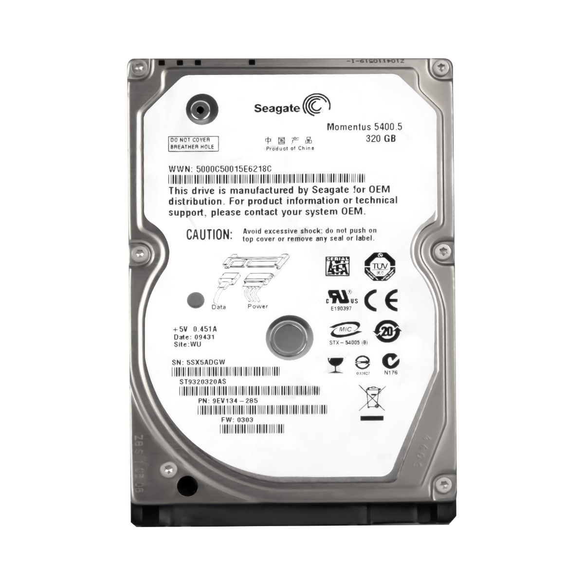 SEAGATE MOMENTUS 5400.5 320GB 5.4K 8MB SATA II 2.5'' ST9320320AS