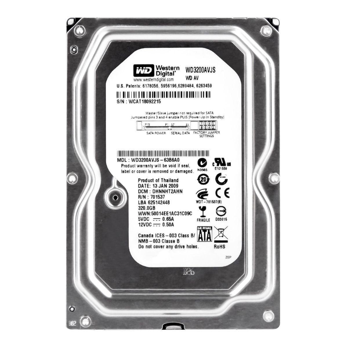 WD AV 320GB 7.2K 8MB SATA II 3.5'' WD3200AVJS