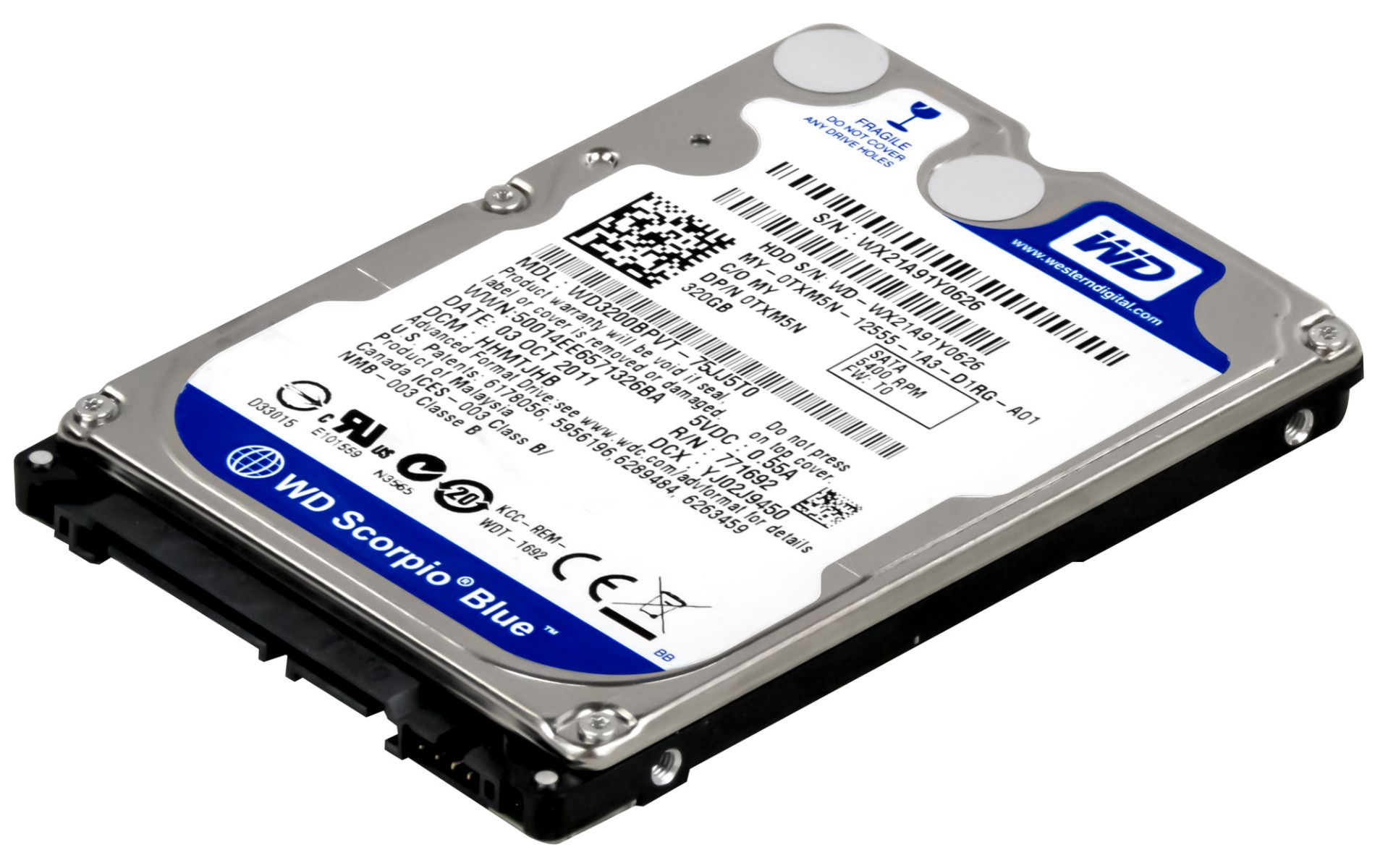 DELL 0TXM5N 320 Go 5.4k 8 Mo SATA II 2.5'' WD3200BPVT