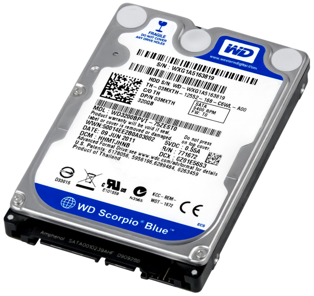 DELL 03MXTH 320GB 5.4k 8MB Sata II 2.5'' WD3200BPVT