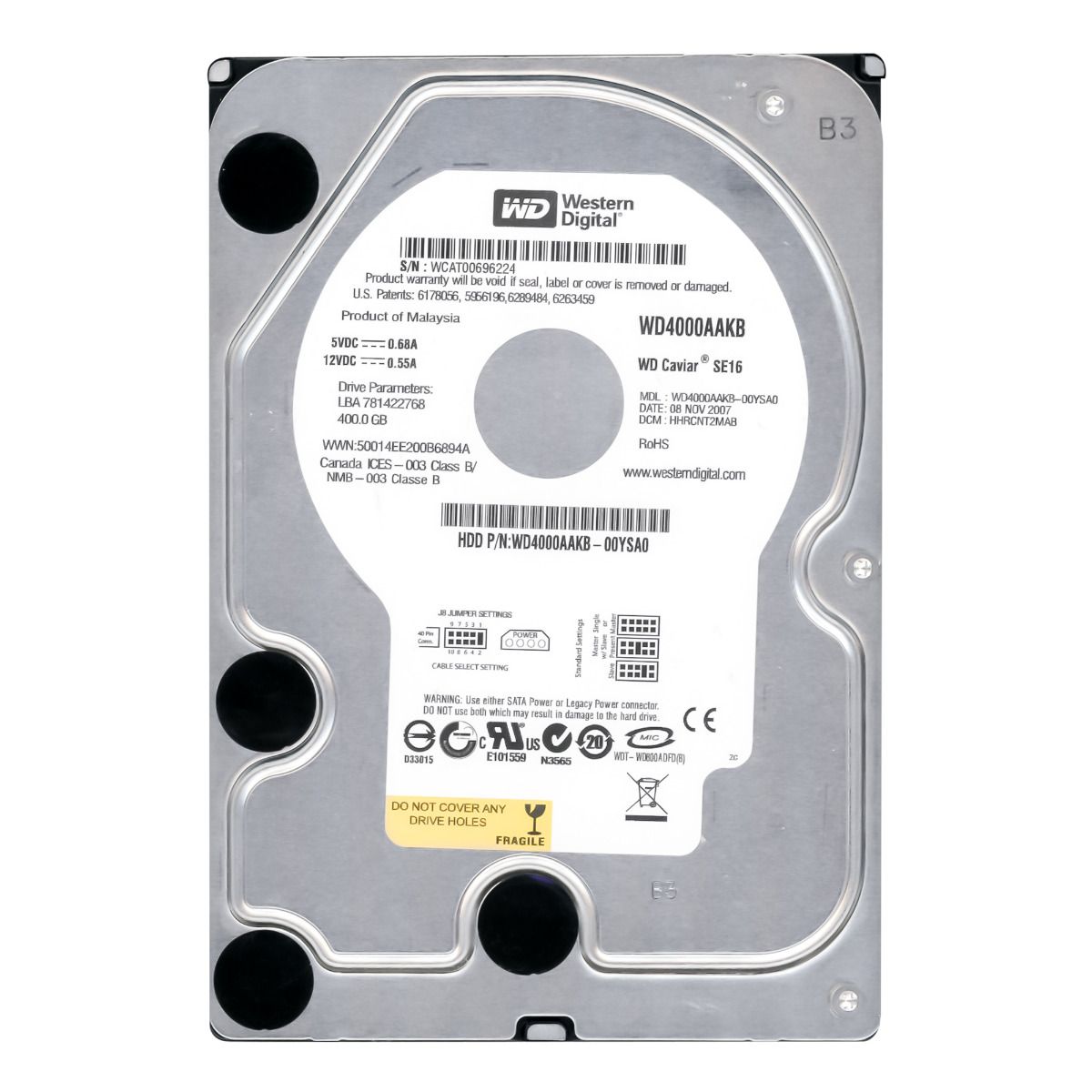 WD CAVIAR SE16 400GB 7.2K 16MB ATA 3.5 '' WD4000AAKB