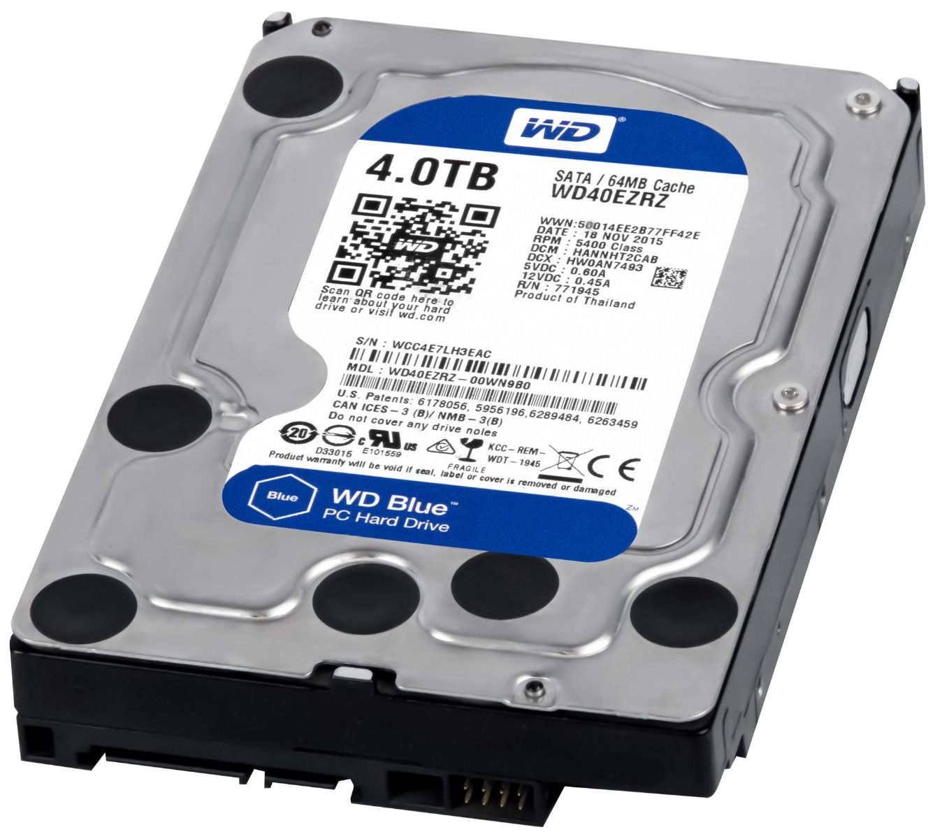 WD BLUE 4TB 5.4K 64MB SATA III 3.5'' WD40EZRZ