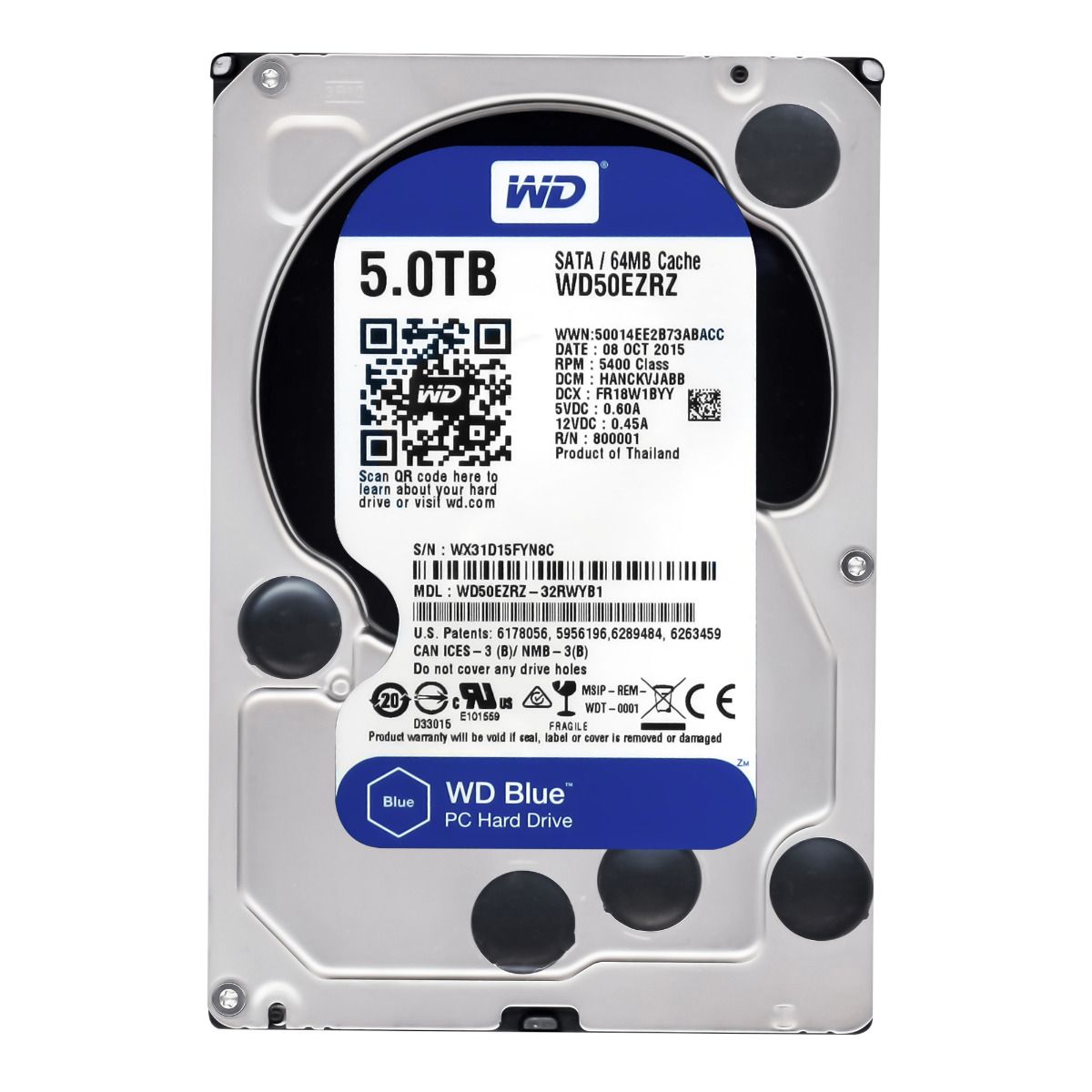 WD BLEU 5 To 5,4K 64 Mo SATA III 3,5'' WD50EZRZ