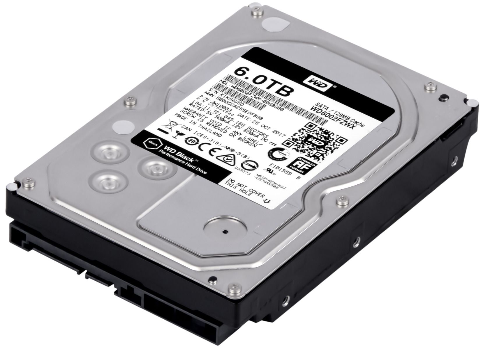 WD NOIR 6 To 7,2K 128 Mo SATA III 3,5'' WD6002FZWX
