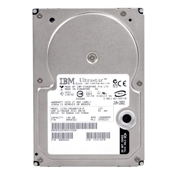 IBM 08K0322 146GB 10K 8MB SCSI U320 3.5'' IC35L146UWDY10-0