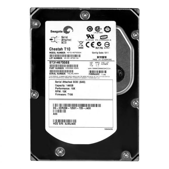 DELL 0DR238 HDD 146GB SAS 10K 16MB ST3146755SS DR238 3.5"