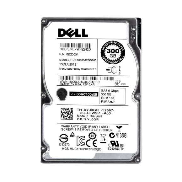 DELL 0YJ0GR 300GB 10K SAS-2 2.5'' HUC106030CSS600