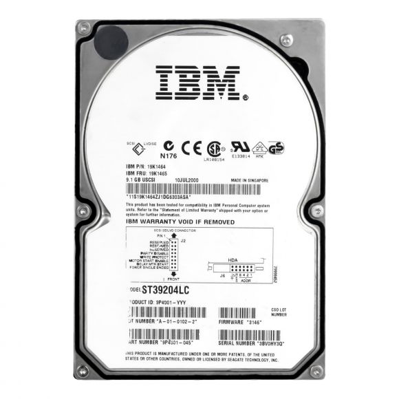 IBM 19K1465 9.1GB 19K1464 ST39204LC SCSI 80-PIN U160 4MB 10KRPM