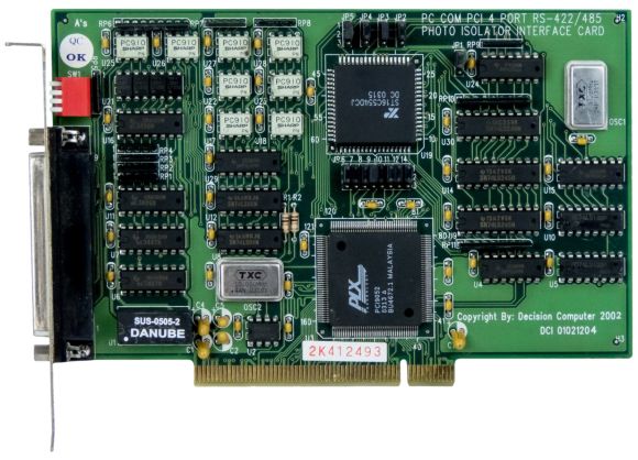 PLX TECHNOLOGY PCI9052 PC COM PCI 4 PORT PHOTO ISOLATOR INTERFACE CARD