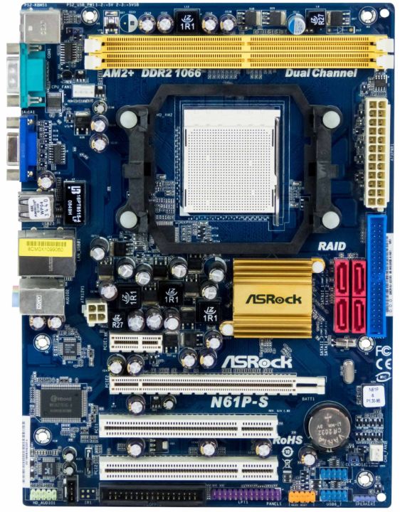 ASRock N61P-S s. AM2+ DDR2 PCIe PCI mATX