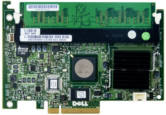 DELL 0TU005 PERC 5i SAS RAID CONTROLLER PCIe + BATTERY 0U8735