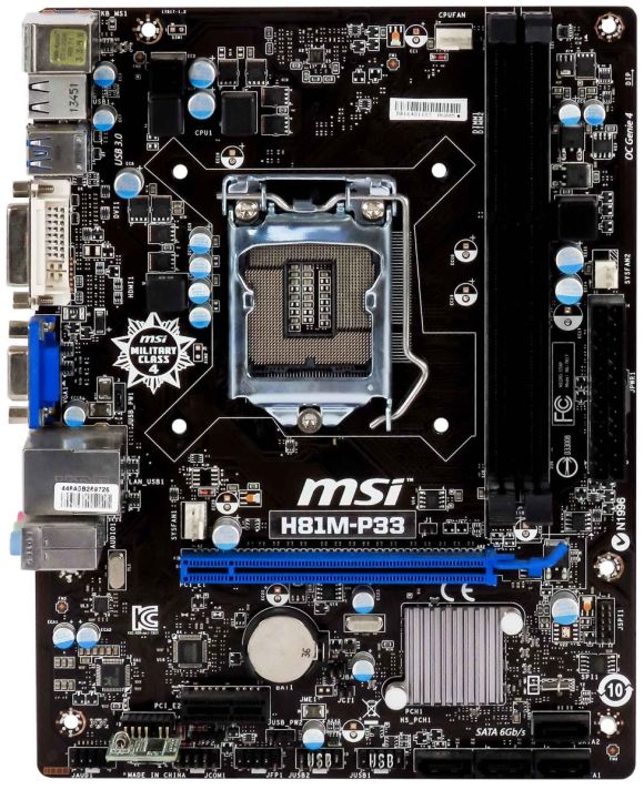 MSI H81M-P33 Intel H81 LGA1150 DDR3 microATX