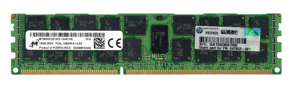 HP 647653-081 16GB DDR3 1333MHz REG ECC MT36KSF2G72PZ-1G4E1HE