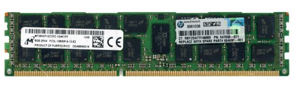 HP 647650-071 8GB DDR3 1333MHz REG ECC MT36KSF1G72PZ-1G4K1FF