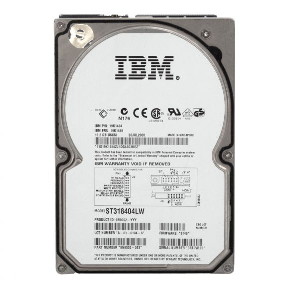 DYSK IBM 19K1484 18.2GB ST318404LW SCSI 68-PIN 3.5"