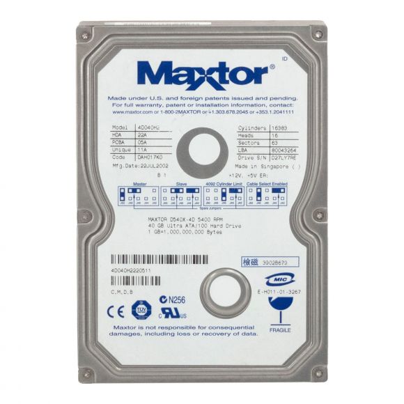 MAXTOR DiamondMax D540X 40GB ATA 5.4K 2MB 3.5'' 4D040H2