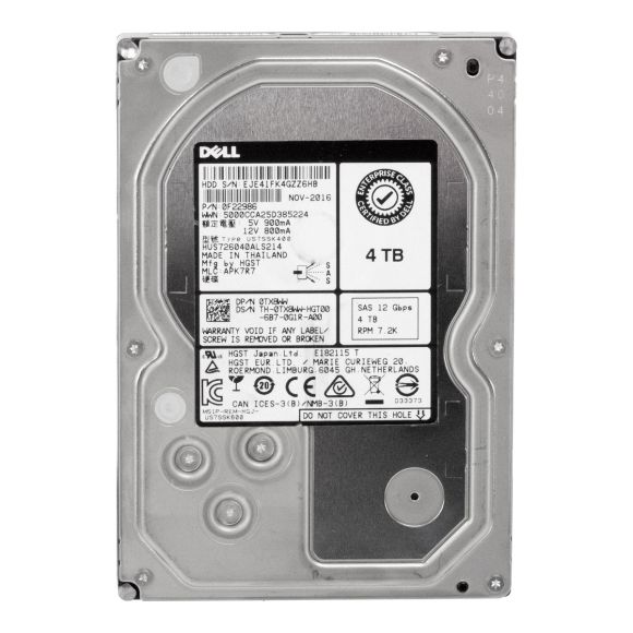 DELL 0TX8WW 4TB SAS-3 7.2K 128MB 3.5'' HUS726040ALS214