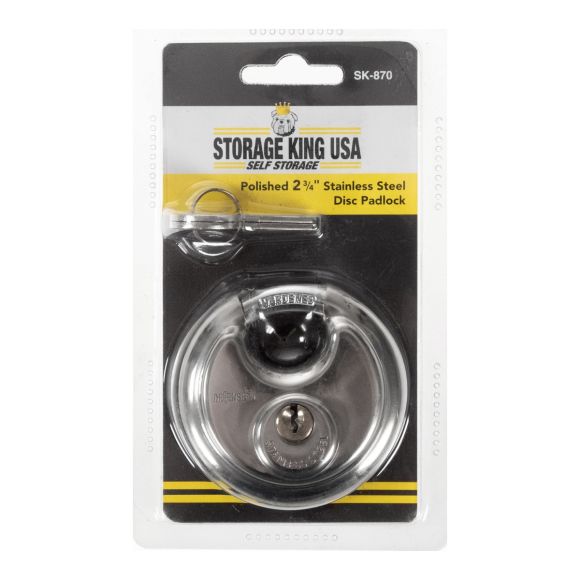 POLISHED 2 3/4" STAINLESS STEEL DISC PADLOCK 70MM SK-870