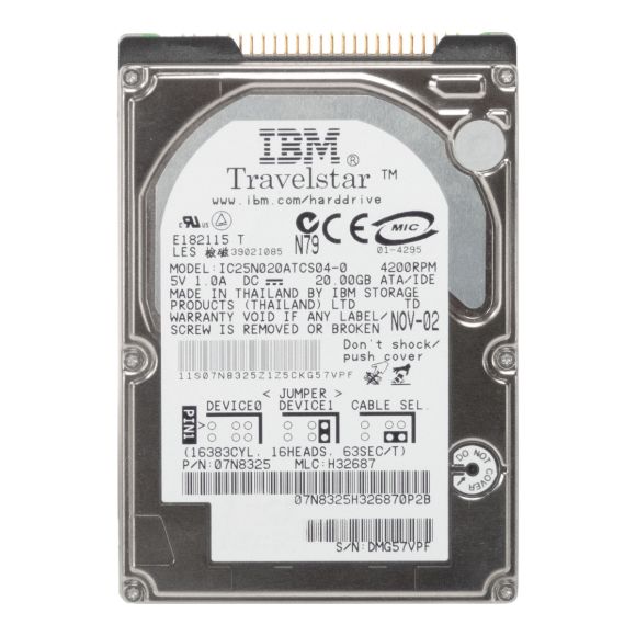 IBM TravelStar 40GN 07N8325 20GB 4.2K 2MB ATA 2.5'' IC25N020ATCS04-0