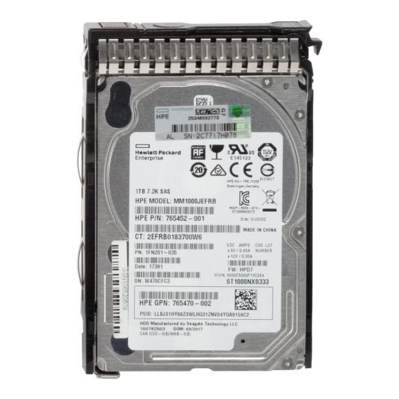 HP MM1000JEFRB 1TB 7.2K SAS 765452-001 765470-002 ST1000NX0333