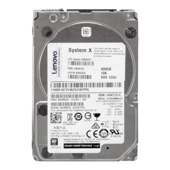 LENOVO 00NA252 900GB 10K 12Gbs 00NA251 00NA255 ST900NM0018