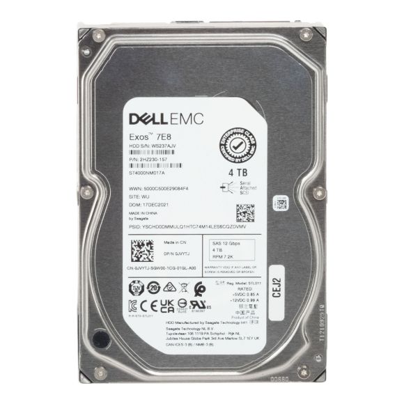 DELL 0JVYTJ 4TB 7.2K 256MB SAS-3 3.5'' ST4000NM017A