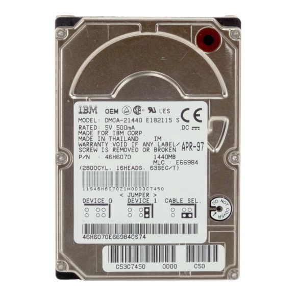 IBM DMCA-21440 1440MB IDE/ATA 2.5" 5.4K RPM 2MB CACHE 46H6070 