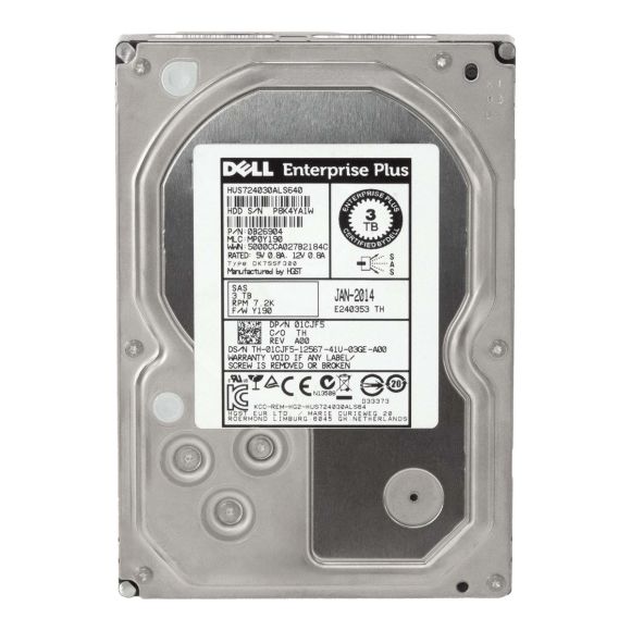 DELL 01CJF5 3TB 7.2K 64MB SAS-2 3.5'' HUS724030ALS640