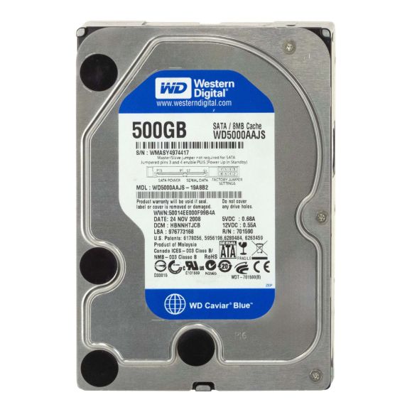 WD CAVIAR BLUE 500GB 7.2K SATA II 3.5'' WD5000AAJS