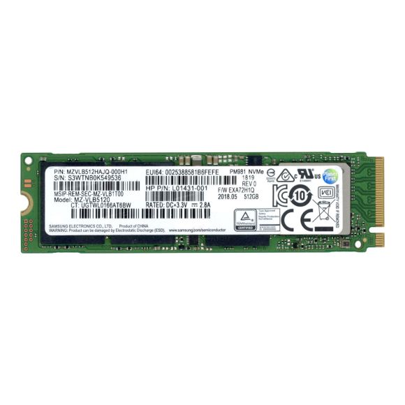 HP L01431-001 512GB M.2 2280 PCIe NVMe MZ-VLB5120