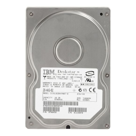 IBM DeskStar 120GXP 07N8456 20GB 7.2K 2MB ATA 3.5'' IC35L020AVVN07-0