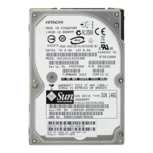 SUN 540-7355-02 146GB 10K SAS 2.5'' HUC101414CSS300