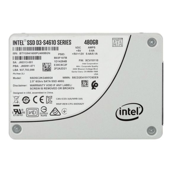 INTEL SSD D3 S4610 SERIES 480GB TLC SATA III 2.5'' SSDSC2KG480G8