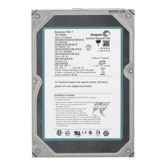 SEAGATE BARRACUDA 120GB SATA 7.2K 8MB 3.5'' ST3120827AS