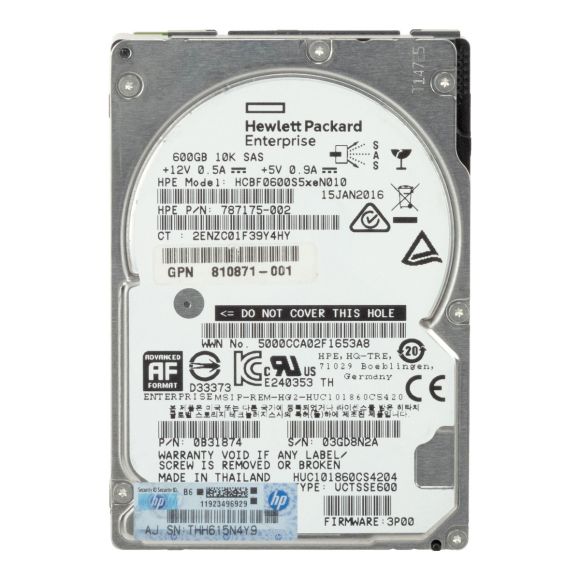 HP 787175-002 600GB 10K 128MB SAS-3 2.5'' HCBF0600S5xeN010