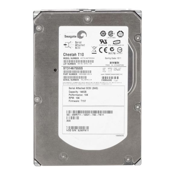 DELL 0WR711 146GB 15K 16MB SAS 3.5'' ST3146755SS