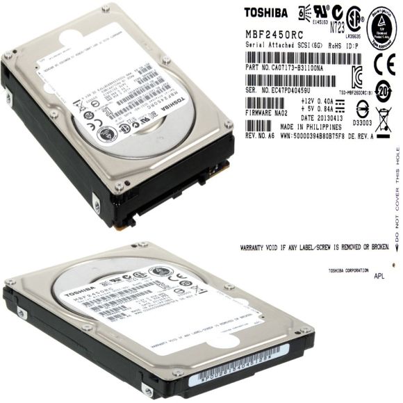 HDD TOSHIBA MBF2450RC 450GB SAS 6G 10K 2.5'' 