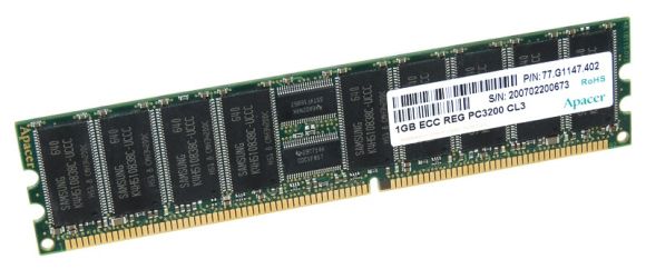 APACER 77.G1147.402 1GB 400MHz DDR 184-PIN ECC 