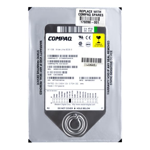COMPAQ 334128-001 9.1GB 7.2K SCSI ULTRA2 3.5'' WDE9100-6005D0