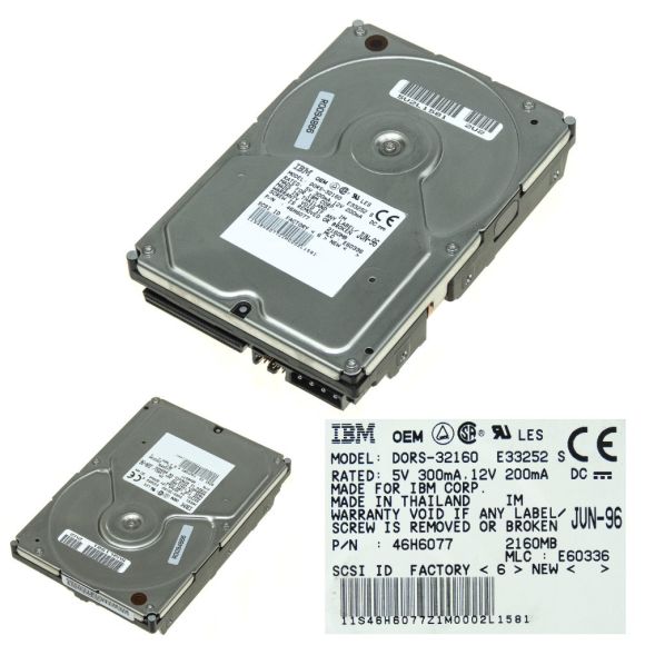 IBM DORS-32160 SCSI 2.1GB 5400RPM 46H6077 3.5''