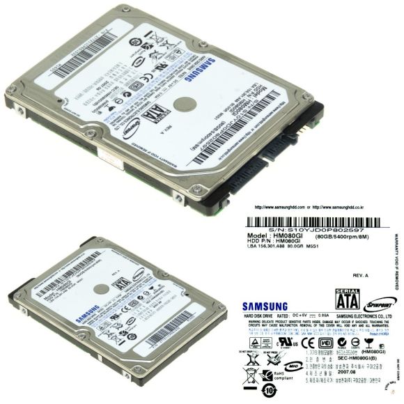 HDD SAMSUNG HM080GI 80GB SATA 5.4k 8MB 2.5''