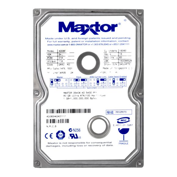 MAXTOR DiamondMax D540X 80GB 5.4K 2MB ATA 3.5'' 4D080H4