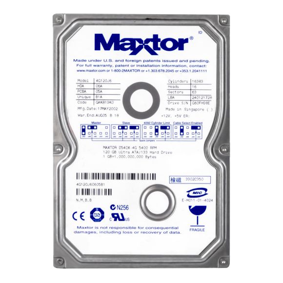 MAXTOR DiamondMax D540X 120GB 5.4K 2MB ATA 3.5'' 4G120J6