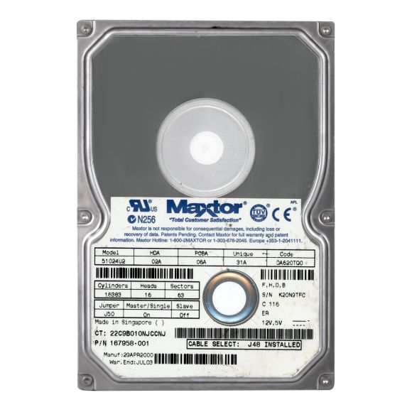 MAXTOR DiamondMax Plus 40 10.2GB 7.2K 2MB 3.5'' 51024U2