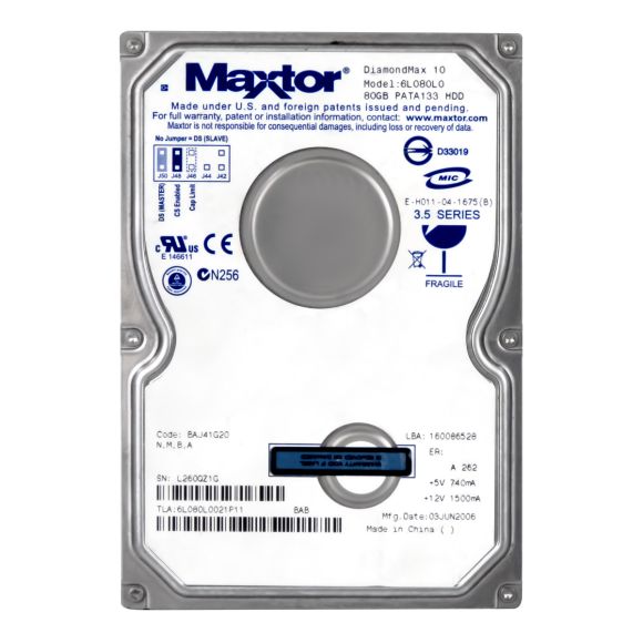 MAXTOR DiamondMax 10 80GB 7.2K 2MB ATA 3.5'' 6L080L0